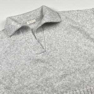 Miss Love Marl Polo Collar Cropped Chunky Knit Sweater Size M Gray Boxy Warm Top
